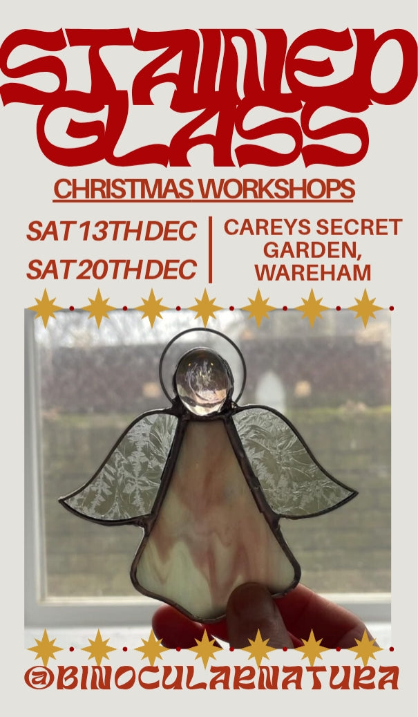 Stained Glass Christmas Workshop Dec 20th Mushroom & Angel Suncatcher