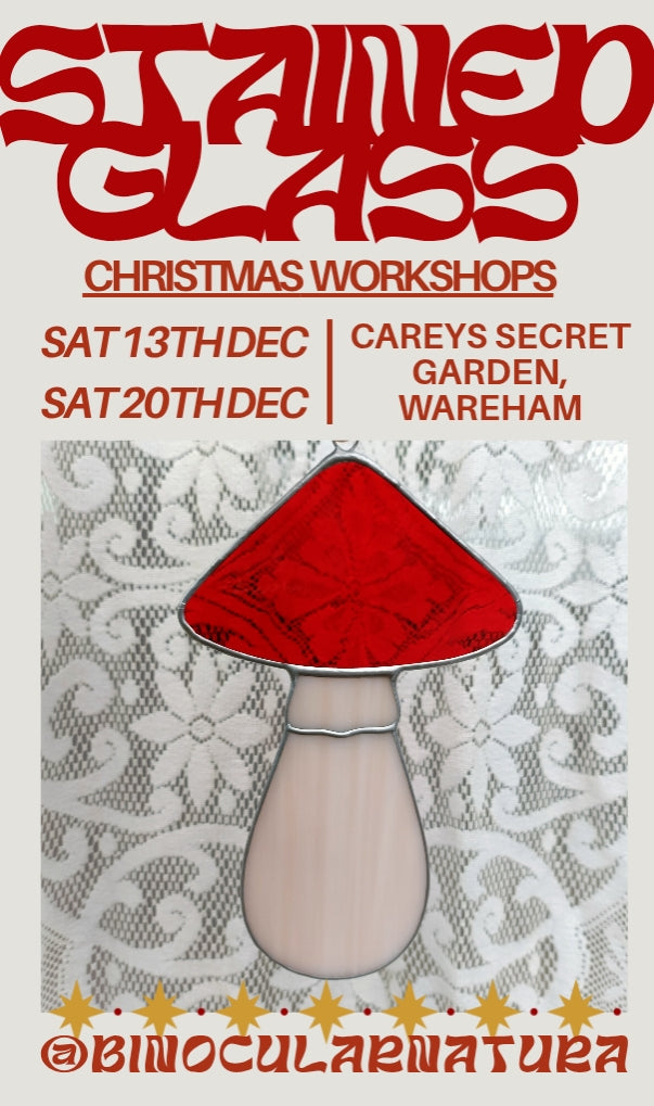 Stained Glass Christmas Workshop Dec 20th Mushroom & Angel Suncatcher